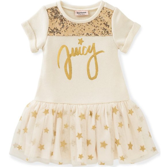 White & Gold Juicy Drop-Waist Dress - Toddler 3 - Picture 10 of 10